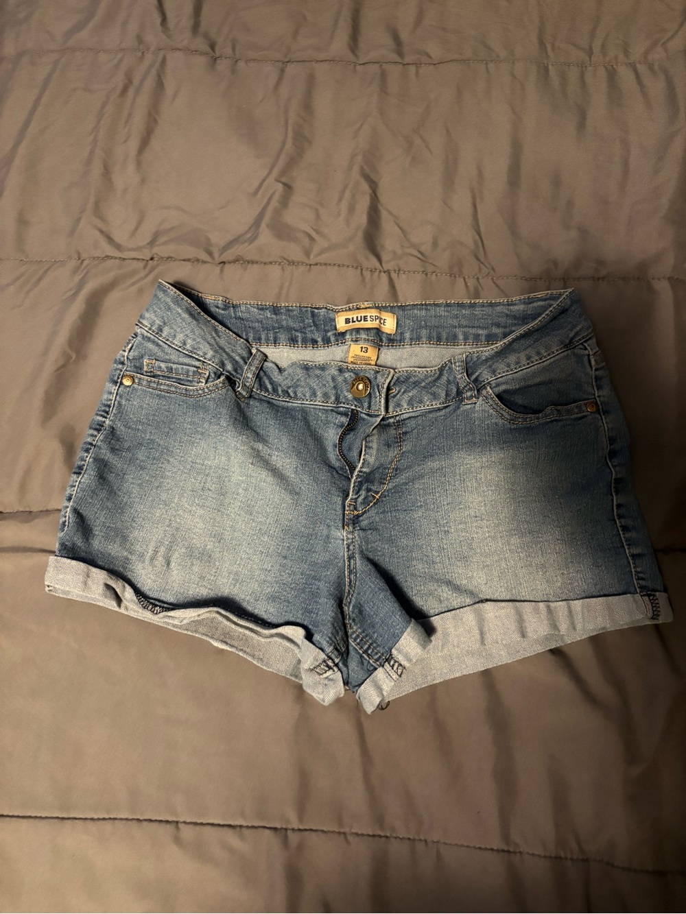 Blue Spice Light Wash Rolled Hem Denim Shorts